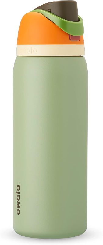 Photo 1 of Owala FreeSip Insulated Stainless Steel Water Bottle, 32-oz, Orange/Green (Camo Cool)
