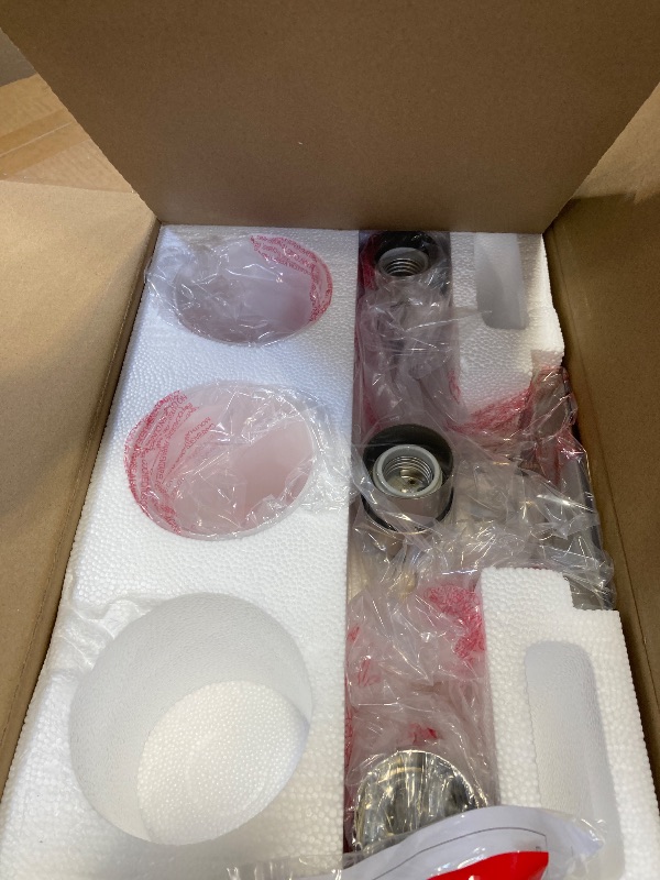 View 2 of FonmYim Brushed Nickel Bathroom Light Fixtures, 3-Light Modern Vanity Light Over Mirror, Wall Sconces with Milky White Frosted Glass Shades, E26 Socket (Bulbs Not Included)