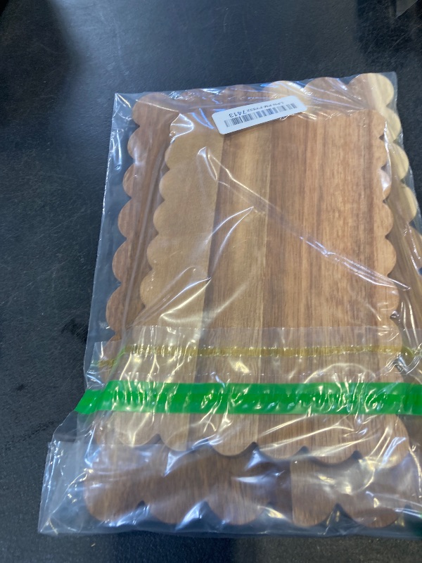 Photo 1 of 3 Pcs Acacia Wood Scalloped Cutting Board Set, Decorative Cutting Boards Bread Charcuterie Board for Cottagecore Kitchen Grandmillenial Decor Cheese Meat Fruit Bread Chopping Blocks (Classic Style)