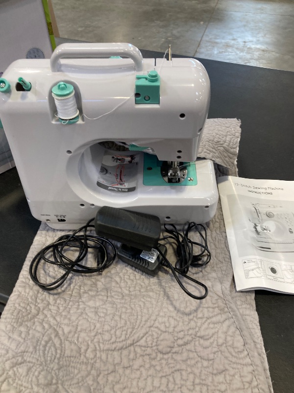 Photo 1 of Verdanika Beginner Sewing Machine, 12 Built-in Stitches with Foot Pedal, 2-Speed Control, Portable Mini Sewing Machine for Home Travel Use & Sewing Enthusiasts (green)