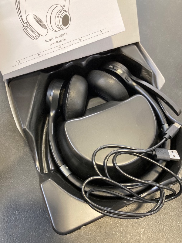 Photo 1 of TECKNET Wireless Headset, Bluetooth Headset with Noise Cancelling Microphone - Rechargeable Bluetooth V5.2 Headphones, 50H Playtime & Mic Mute, On Ear Headphones for Trucker/Remote Work/Call Center