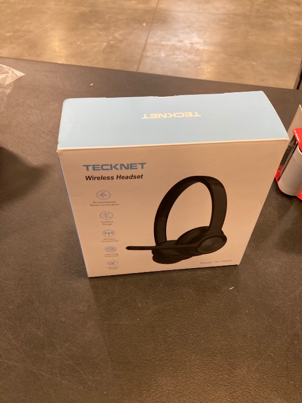 Photo 1 of TECKNET Wireless Headset, Bluetooth Headset with Noise Cancelling Microphone - Rechargeable Bluetooth V5.2 Headphones, 50H Playtime & Mic Mute, On Ear Headphones for Trucker/Remote Work/Call Center