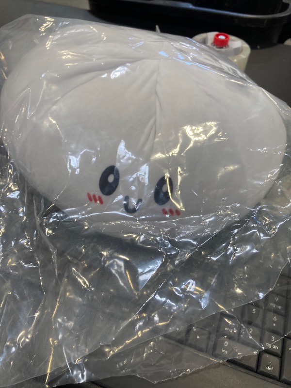 View 2 of Giant Dumpling Stress Ball, Big Steamed Bun Plush Pillow Fidget Toy, Helps with Stress Relief Squeeze Ball for Kids & Adults (White)