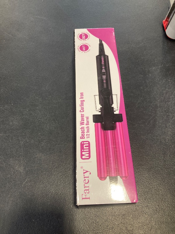 Photo 1 of FARERY Mini Waver Curling Iron, 1/2 Inch, Hair Crimper for Women Beach Waves, Keratin & Argan Oil Infused, Dual Voltage, Pouch Bag