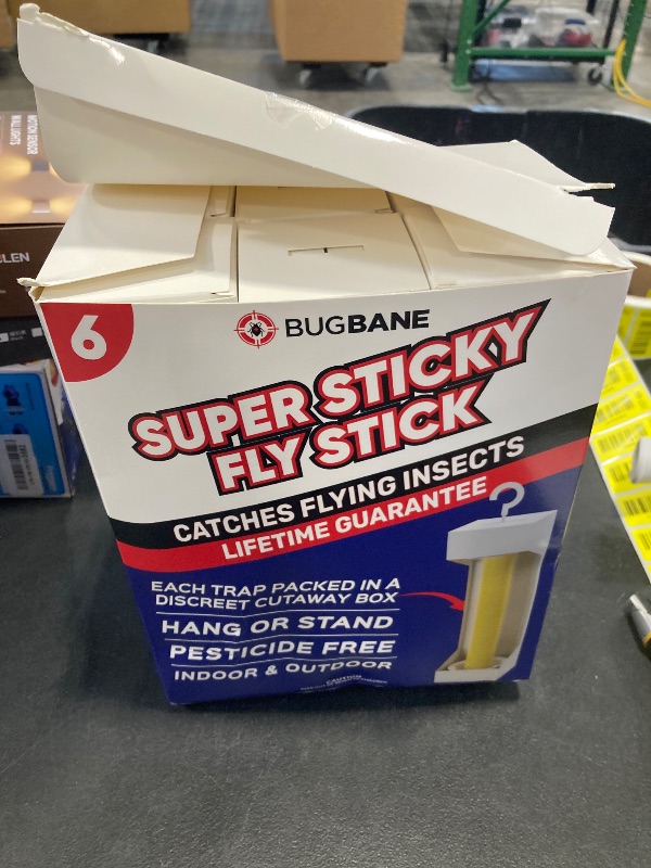 Photo 1 of Fly Stick Sticky Fly Traps for Indoors Outdoor 6pk. Non-Toxic Super Sticky Hanging Flies Catcher Paper Tape Strips for Home. Catches All Bugs and gnats. Indoor Outdoor House Flying Insect Trap.