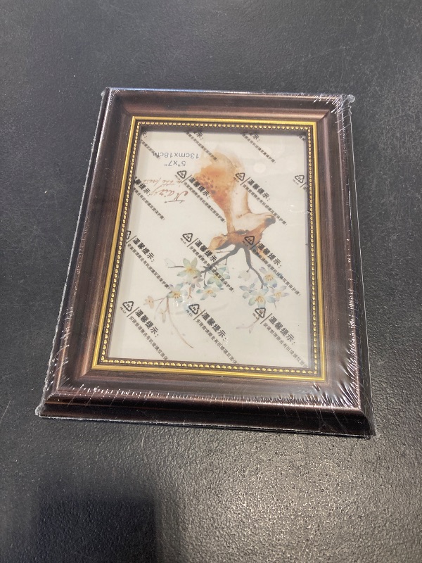 Photo 1 of AMHOME 5x7 Picture Frames Brown.Dark Brown with Gold Beading.Photo Frame.Picture 5x7 in.Frame 7x9.Desktop Display Mount on The Wall. Plexiglass Panel(not Glass),Plastic Packaging(not Carton).