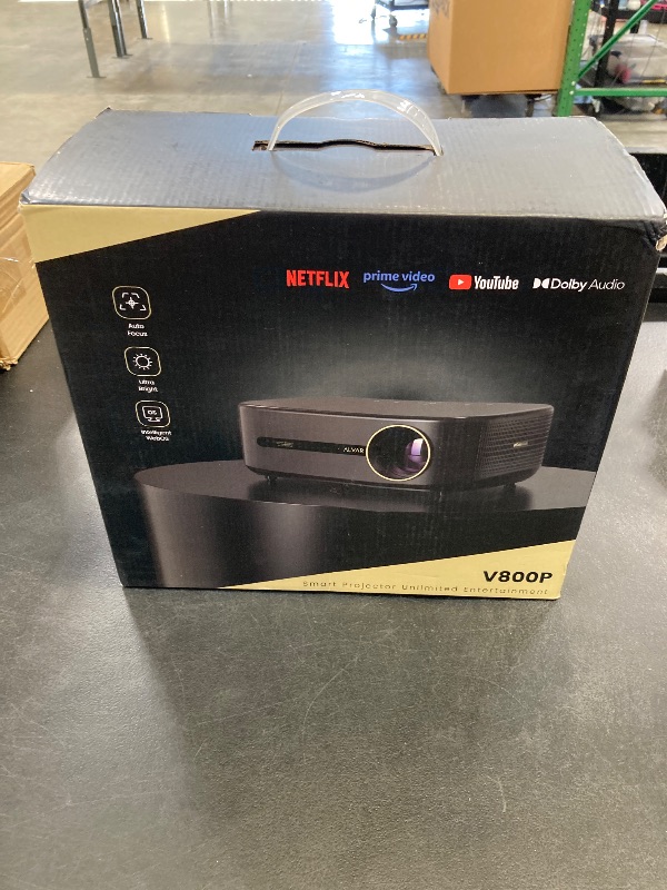 Photo 1 of Alvar Smart Projector 2026 Upgraded, 2500 ANSI, 4K Supported, Built in NetfIix App, DoIby Audio & 50W Speakers, Auto Focus, WiFi 6, Bluetooth 5.3, Home Theater & Outdoor Movie Projector, Black