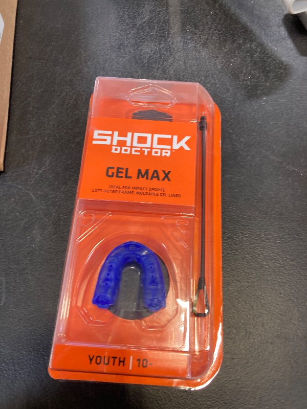 View 2 of Shock Doctor Mouth Guard Sports, Hockey, Lacrosse, Baseball, Wrestling Moutguard, Gel Max Heavy Duty Protection & Custom Fit, Football Mouth Guard with Strap, Adult & Youth Mouthguard