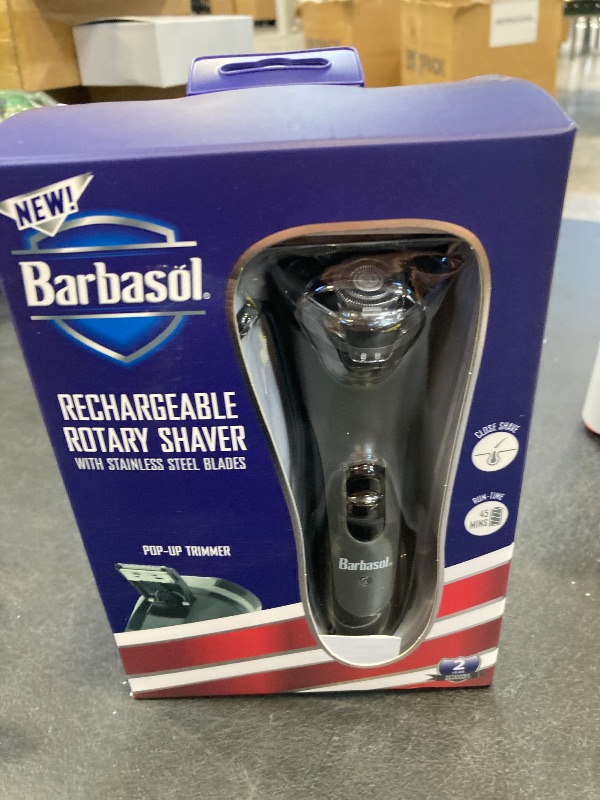 Photo 1 of Barbasol Rotary Shaver, Rechargeable Electric Rotary Shaver with Stainless Steel Blades, Pop-Up Trimmer, Wireless Cordless Electric Razor, Close Shave, Full 8 Hour Charge Provides 45 Minute Run-Time