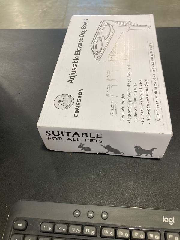 Photo 1 of COMESOON Elevated Dog Bowls for Small Medium Dogs, 3 Height Adjustable Raised Stand with 2 Thick 6" Stainless Steel Food Bowls, Non-Slip Feeder Adjusts to 2.75", 6", 7.5", Grey