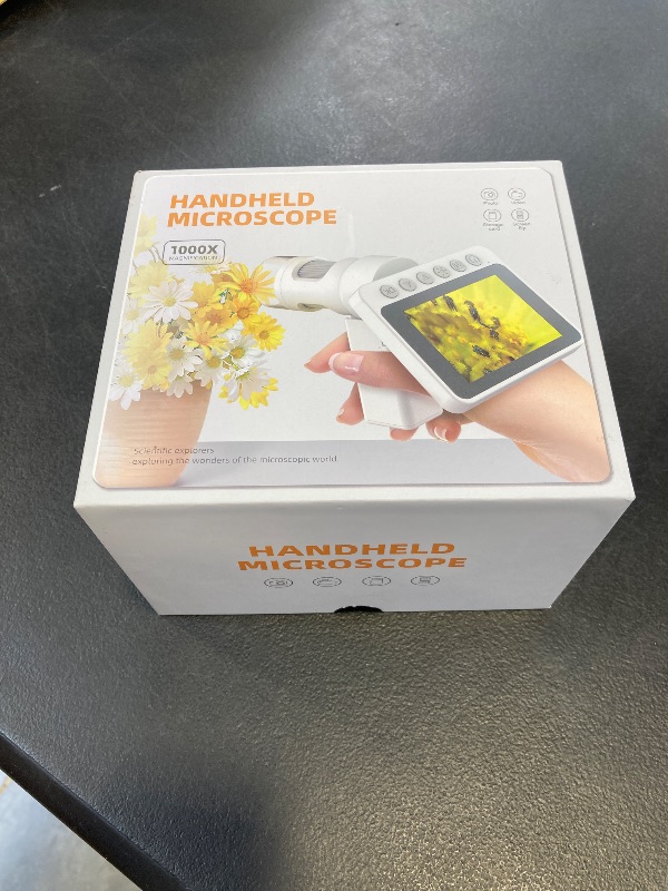 Photo 1 of Portable Digital Handheld Microscope for Kids - 1000X Microscopes with 3.5" Screen Pocket Magnifier for Coins Jewelry Science Learning Mini Labster Microscope with LED Light for Adults Children 8-12