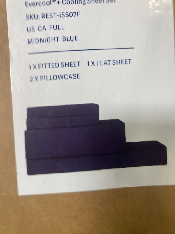 Photo 1 of REST® Evercool®+ Cooling Sheet Set, Full Size, Midnight Blue, Breathable Bed Sheets for Hot Sleeper and Night Sweats, with Pillowcases, with Ionic+ Self-Cleaning Silver Yarn for Sensitive Skin, 4PCS