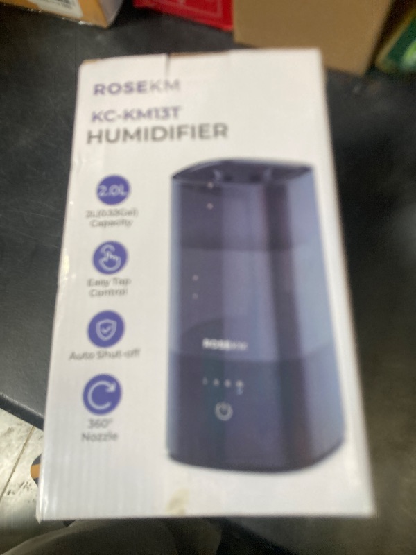 Photo 1 of ROSEKM Humidifiers for Bedroom, 2.0L Cool Mist Humidifier for Home Plant and Baby Nursery, Quiet Ultrasonic Humidifier with 360° Nozzle, Auto Shut-Off, Filterless, Black