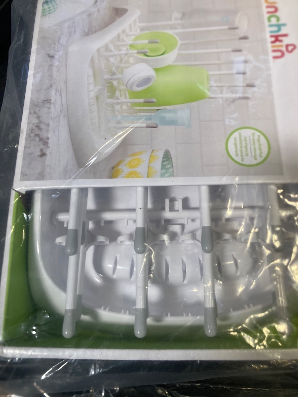 Photo 1 of Munchkin Fold Baby Bottle Drying Rack - Compact Design Folds Flat for Easy Storage, White/Grey
