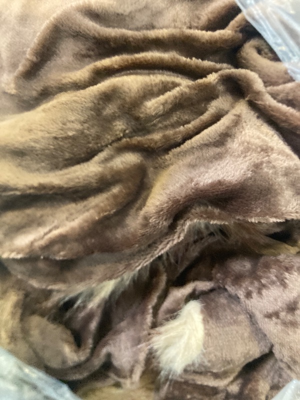 View 3 of GEMBED Fluffy Faux Fur Throw Blanket – Super Soft Warm Thick Plush Blanket for Bed, Couch & Office, Cozy Fuzzy Throw with Flannel Backing,90"x90", Brown