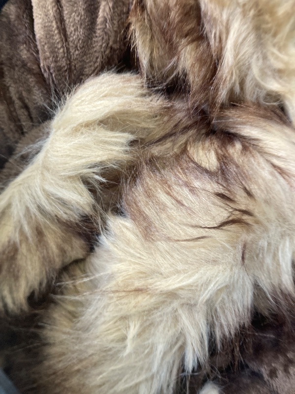 View 4 of GEMBED Fluffy Faux Fur Throw Blanket – Super Soft Warm Thick Plush Blanket for Bed, Couch & Office, Cozy Fuzzy Throw with Flannel Backing,90"x90", Brown