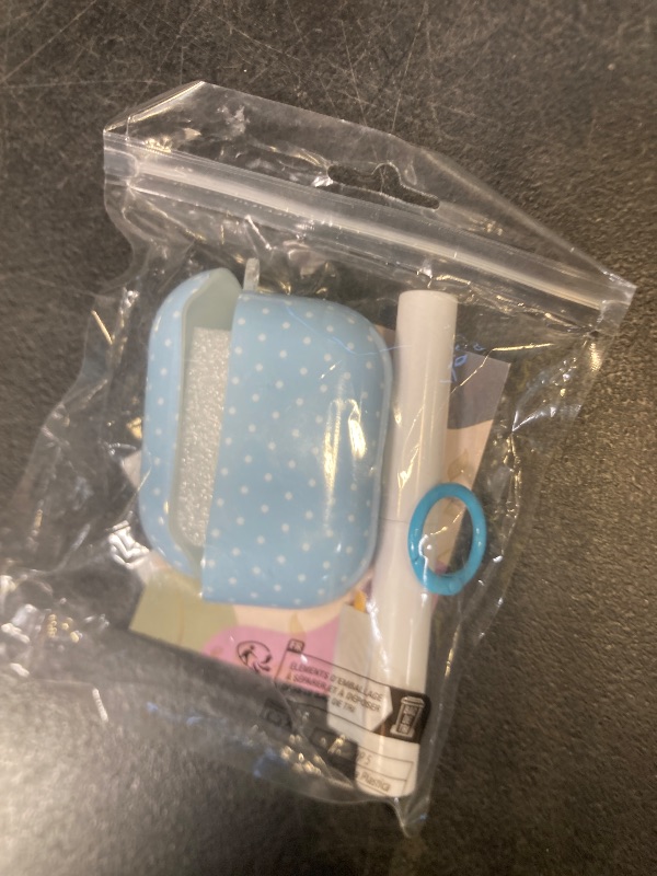 Photo 1 of MINSCOSE for AirPods Pro 2nd/1st Generation Clear Case,Cute Polka Dot Pattern Design with Trendy Keychain Ring,Soft TPU Protective Shockproof Case with Cleaner Kit for Airpods Pro/Pro 2-Blue