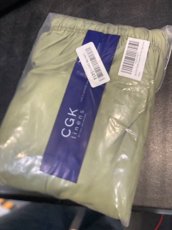 Photo 1 of Wrap Around Dust Ruffle Bed Skirt - Sage Green - for Queen Size Beds with 24 Inch Drop - Elastic Strap - Adjustable Pleated Bedskirt with Brushed Fabric and Wrinkle Free - For Women, Men, Kids & Teens