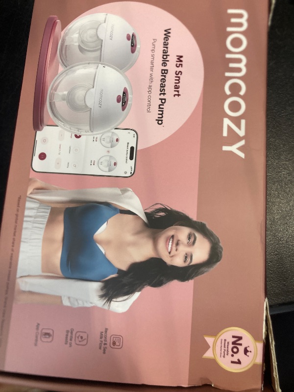 Photo 1 of Momcozy M5 Smart APP Controlled Wearable Breast Pump, Hands-Free Wireless Electric Pump, 3 Modes 9 Suction Levels, BPA-Free, Portable Lightweight, 24mm Flange, 2-Pack Quill Gray
