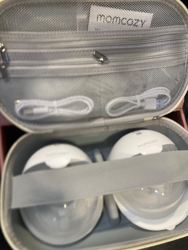 Photo 1 of Momcozy M5 Smart APP Controlled Wearable Breast Pump, Hands-Free Wireless Electric Pump, 3 Modes 9 Suction Levels, BPA-Free, Portable Lightweight, 24mm Flange, 2-Pack Quill Gray