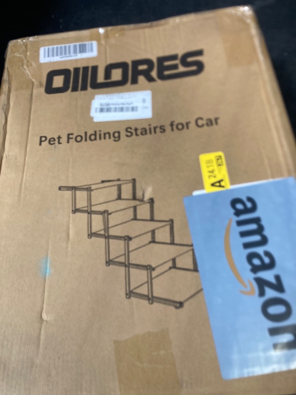 Photo 1 of Oiilores Foldable Dog Stairs for Large Dogs - Extra Wide Pet Ramp for Cars, SUV, Non-Slip Surface, Supports Up to 250 Lbs, 5 Steps