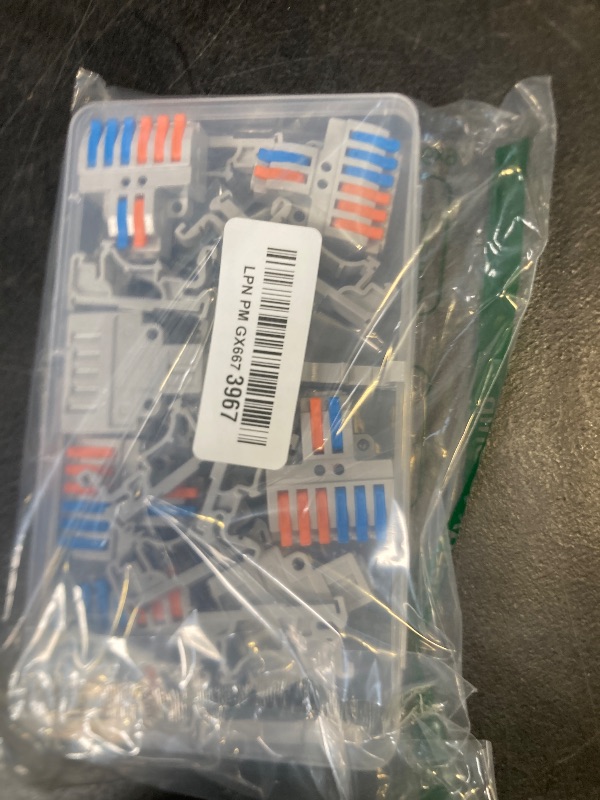 Photo 1 of CESFONJER 2-in-6-out Lever Terminal Block Kit, Fast Splicing Wire Connectors, Dual Input to Six Output, DIN Rail/Screw Mountable, 28-12AWG, 7 Pack with Accessories