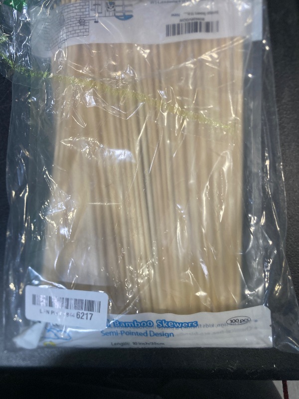 Photo 1 of Bamboo Skewers 10 Inch Kids Friendly/True Semi Pointed, Safe Non Pointy Sticks for Kabob Kebab BBQ Fruit Chocolate Fountain Bouquet Flower Craft, Long Candy Sticks with Dull Tip