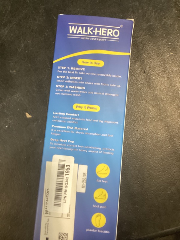 Photo 1 of Inserts Relieve Plantar Fasciitis - Flat Feet Insoles Arch Supports, Orthotic Insoles for Foot Pain Arch Pain Reduce Muscle Fatigue Absorb Shock (Mens 5-5 1/2 | Womens 7-7 1/2)