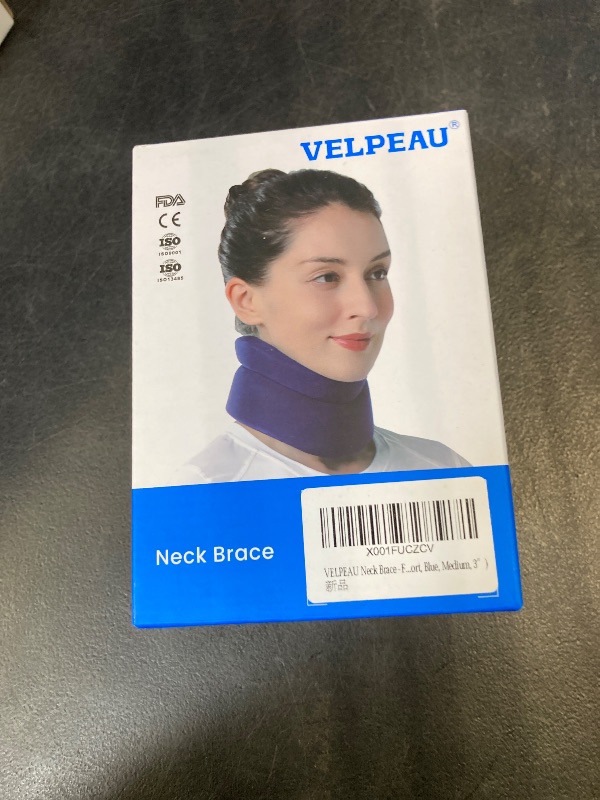 Photo 1 of VELPEAU Neck Brace for Neck Pain and Support - Soft Cervical Collar for Sleeping in Bed, Snoozing, Sleeping Upright, Anti-Snoring, Sleep Apnea for Women & Men (Blue, Comfort Version, Medium: 11.5-14"/3?)