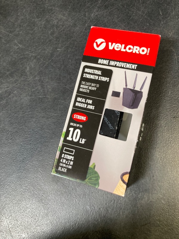 Photo 1 of VELCRO Brand Heavy Duty Fasteners | 4x2 Inch Strips with Adhesive 8 Sets | Holds 10 lbs | Black Industrial Strength Stick On Tape | Indoor or Outdoor Use (VEL-30703-USA), 8 Count (Pack of 1)
