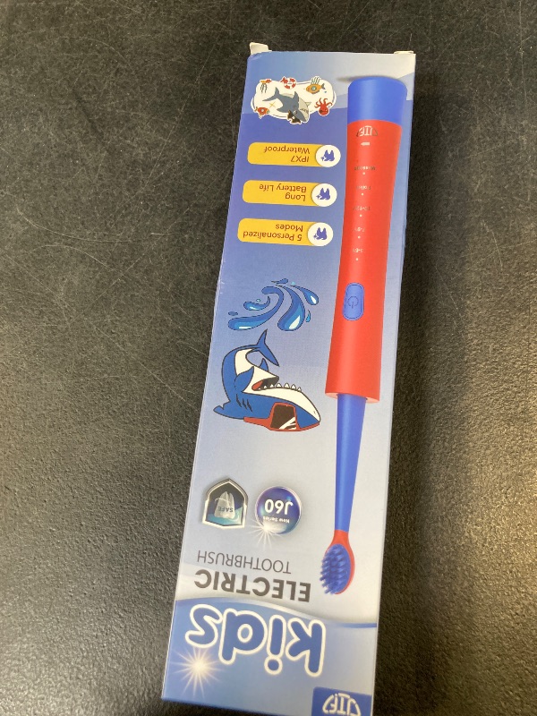 Photo 1 of JTF Rechargeable Electric Toothbrush for Kids: 5 Gentle Modes for Ages 3+, Safe & Effective for Sensitive Teeth - with Fun DIY Stickers, 4 Soft Brush Heads, Children Sonic Toothbrush for Home & School