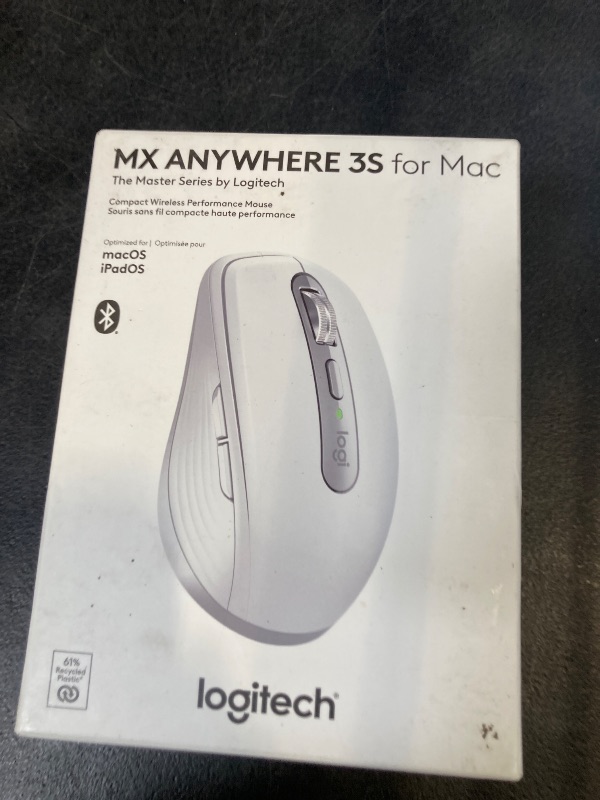 Photo 1 of Logitech MX Anywhere 3S for Mac, Compact Wireless Bluetooth Mouse, 8K DPI Any-Surface Tracking, Quiet Clicks, USB C, Wireless Mouse for MacBook Pro, MacBook Air, iMac, iPad - Pale Grey
