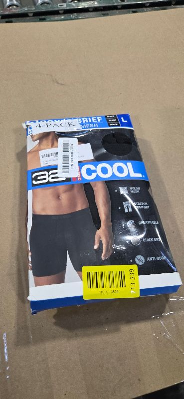 Photo 1 of 32 Degrees COOL Mens 4-PACK Active Mesh Quick Dry Performance Boxer Brief, 4 Black, Large