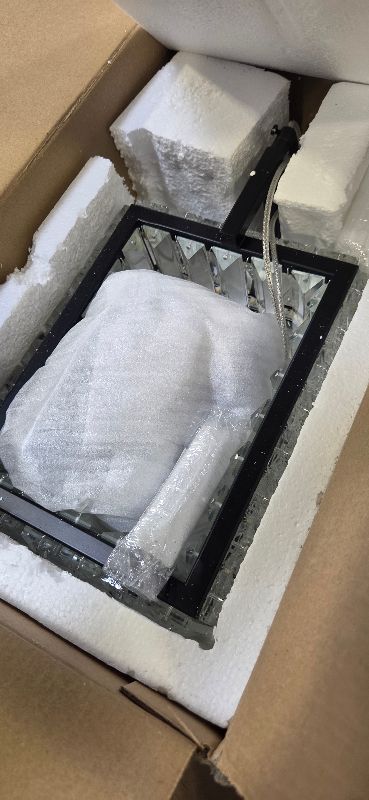 Photo 1 of zhllmq Kitchen Island Mini Light Fixture Modern Led Crystal Pendant Light Black Rectangle Chandelier for Dining Room Living Room Kitchen Bedroom Bar?1-Pack?