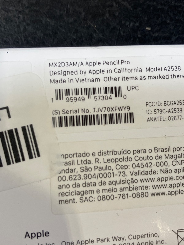 Photo 1 of Apple Pencil Pro: Latest Model - Device Compatibility Check Required - Pixel-Perfect Precision, Tilt and Pressure Sensitivity, Perfect for Note-Taking, Drawing, and Art. Charges and Pairs Magnetically