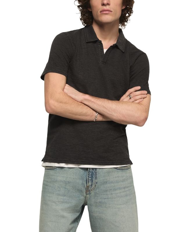 Photo 1 of Lucky Brand Men's Jacquard Short-Sleeve Shirt - Caviar Black
large