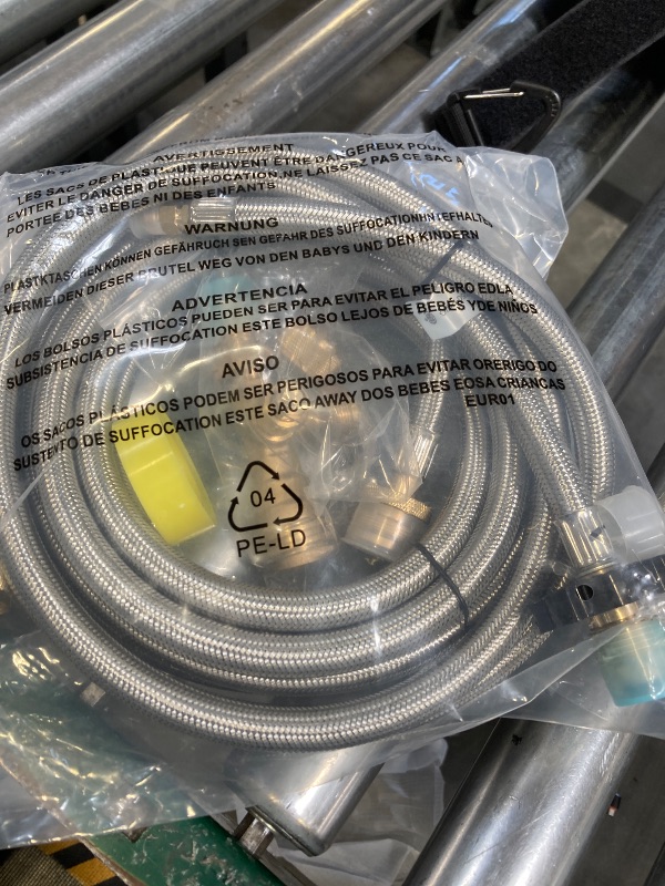 Photo 1 of Propane Brass 4 Port Tee Kit Propane Brass Tee Adapter Kit 5FT and 12FT Stainless Braided Hoses Allow for Connection Between Auxiliary Propane Cylinder and Propane Appliances for Tank RV Camping