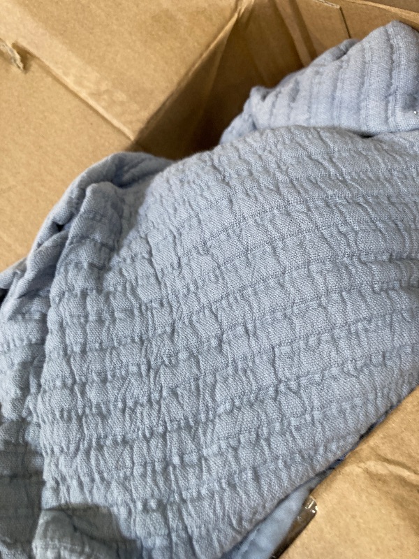 Photo 1 of EVERGRACEHOME Cotton Coverlet Set King Size 3 Pieces, Lightweight Soft Ribbed Matelassé Bedspread Quilt Set, Cozy Oversized Quilted Bedding Set with 2 Pillow Shams for All Seasons, Blue Linen