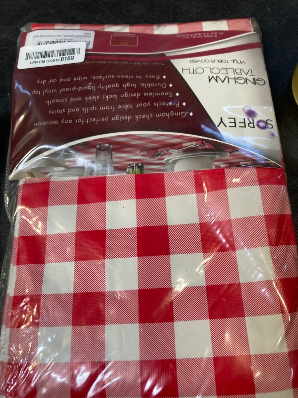 Photo 1 of **** COLOR RED****Sorfey Kitchen Tablecloth -Fitted with Elastic, Vinyl with Flannel Back, Fits for Table 36" w x 60" L Rectangle,Water Proof, Easy to Clean, Checked Yelow Design