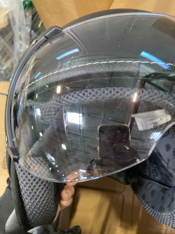 Photo 1 of Yesmotor 3/4 Motorcycle Helmets Retro Open Face Scooters Helmet with Clear Visor for Men and Women- DOT Approved?Matte Black,M?