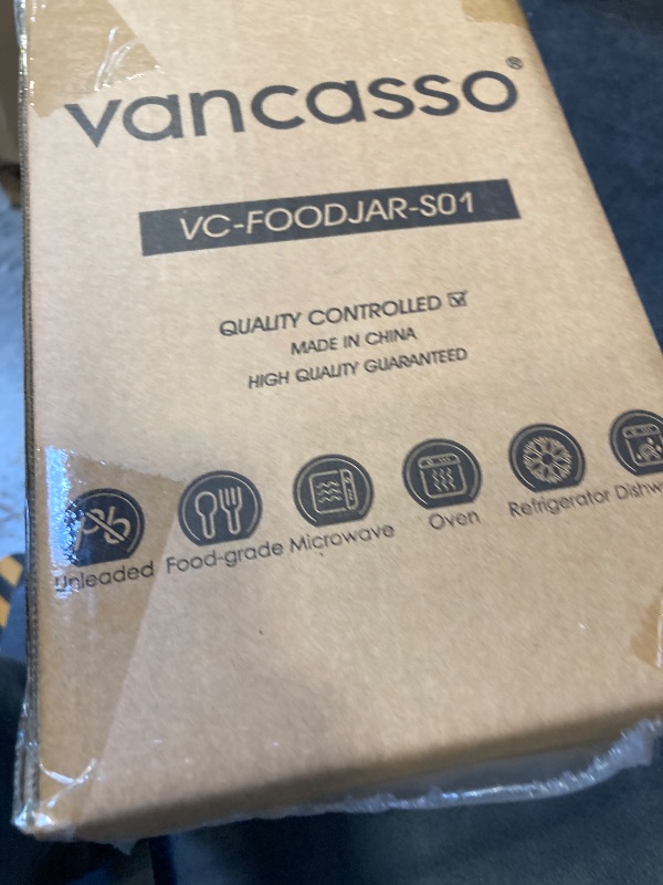 Photo 1 of vancasso Sabine Ceramic Canister Set with Airtight Wood Lids - 3-Piece Kitchen Storage for Flour, Sugar, Coffee, Tea & Spices - Modern Countertop Decor