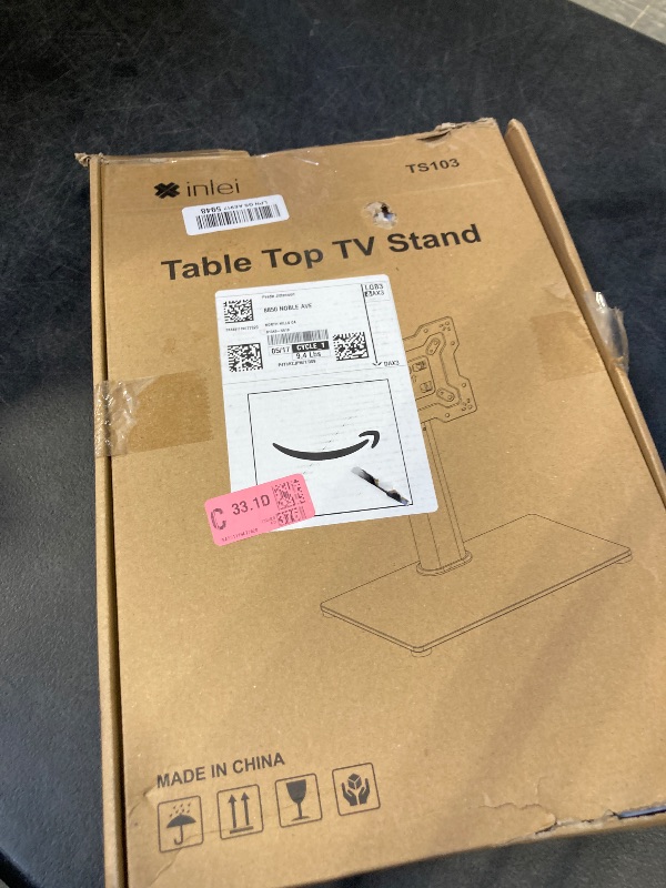 Photo 1 of XINLEI Universal TV Stand Base, Table Top TV Stand for 17-43 Inch LCD/LED TVs, Height Adjustable Monitor Mount Stand with Tempered Glass Base Holds up to 88lbs VESA 200x200mm, TS103