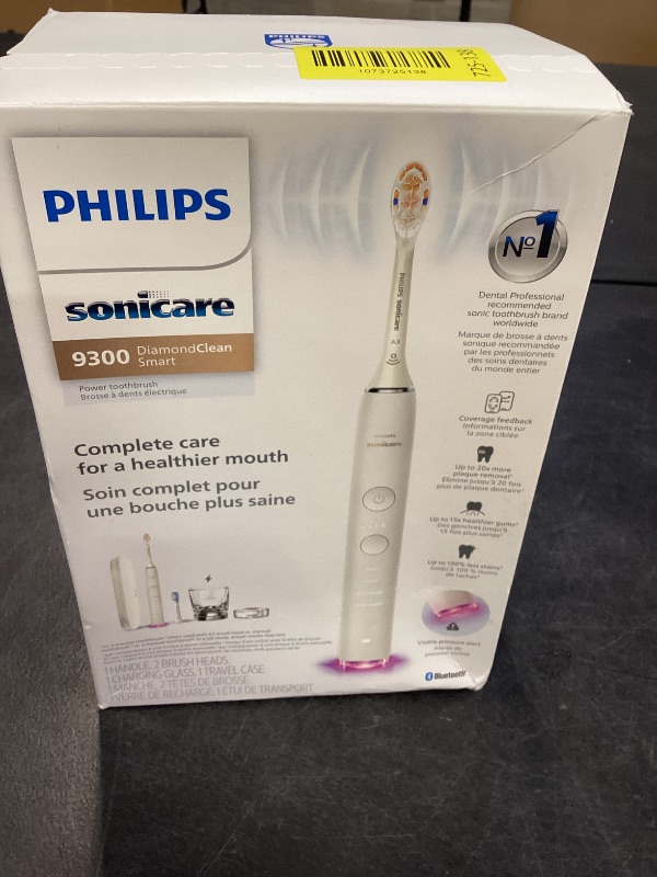 Photo 1 of Philips Sonicare DiamondClean Smart 9300 Electric Toothbrush - Sonic Toothbrush with App, Pressure Sensor, 12 Brushing Settings, Replacement Reminder, Travel Case, White, Model HX9903/05