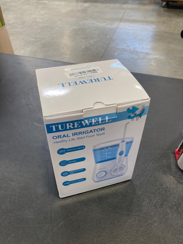 Photo 1 of TUREWELL Water Flossing Oral Irrigator, 600ML Dental Cleaner 10 Adjustable Pressure, Electric Oral Flosser for Teeth/Braces, 8 Replacement Jet Tips for Family (White)