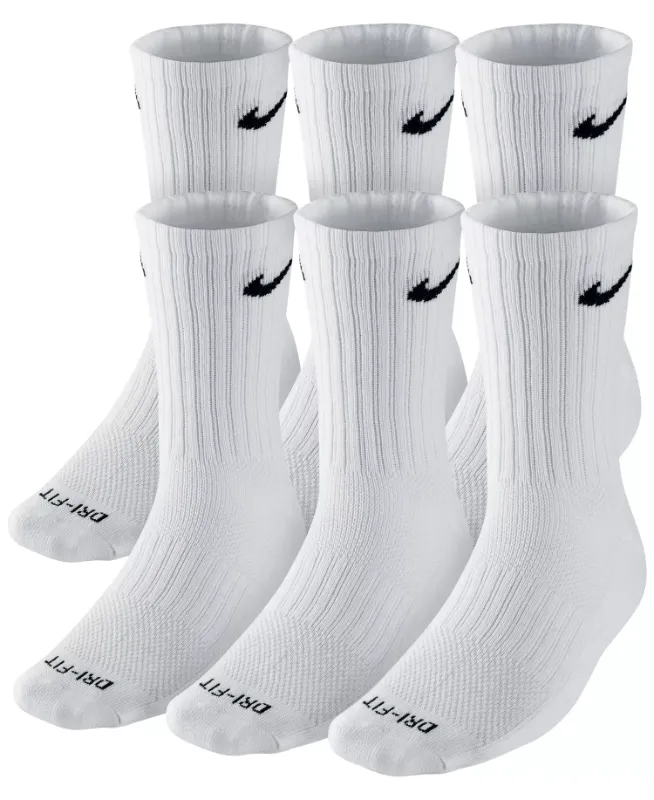Photo 1 of Nike Crew Socks (6 Pair) (US, Alpha, Medium, Regular, Regular, Dri-Fit White)