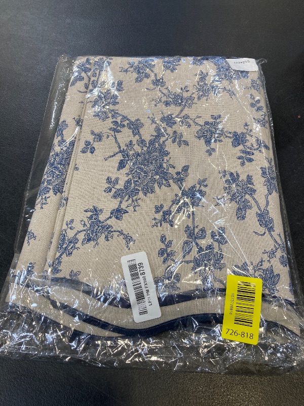Photo 1 of Newwiee Cotton Linen Vintage Rectangle Tablecloth Scalloped Edge Pastoral Table Cover Farmhouse Washable Blue Floral Tablecloth for Picnic Indoor Outdoor Tabletop Decor(60×108inch)