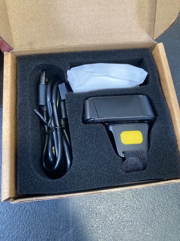 Photo 1 of 2D Bluetooth Barcode Scanner, Mini Wireless Wearable Finger Barcode Scanner 3-in-1 Bluetooth & USB Wired and 2.4G Wireless for Book, Warehouse Inventory, Express stocktaking