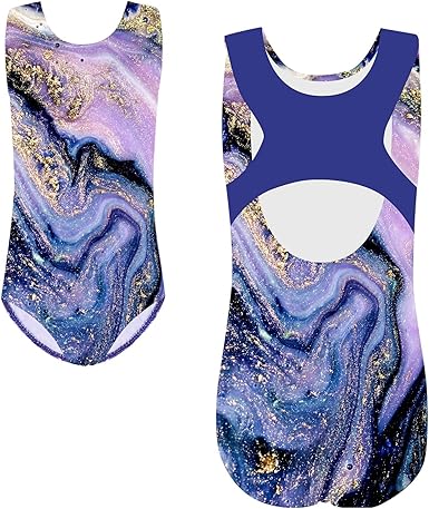 Photo 1 of TFJH E Girls Gymnastics Leotard Sleeveless Racerback Metallic Sparkle One Piece Dance Practice Outfit for Kids- SIZE UNKNOWN