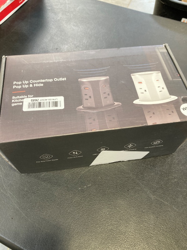 Photo 1 of Pop Up Countertop Outlet with 2 PD 45W USB C Charging Station, 3.15 in Hole Electrical Power Outlets Insert in 4 Plugs 4 USB Ports 15W Wireless Charger for Desktop Kitchen Countertop