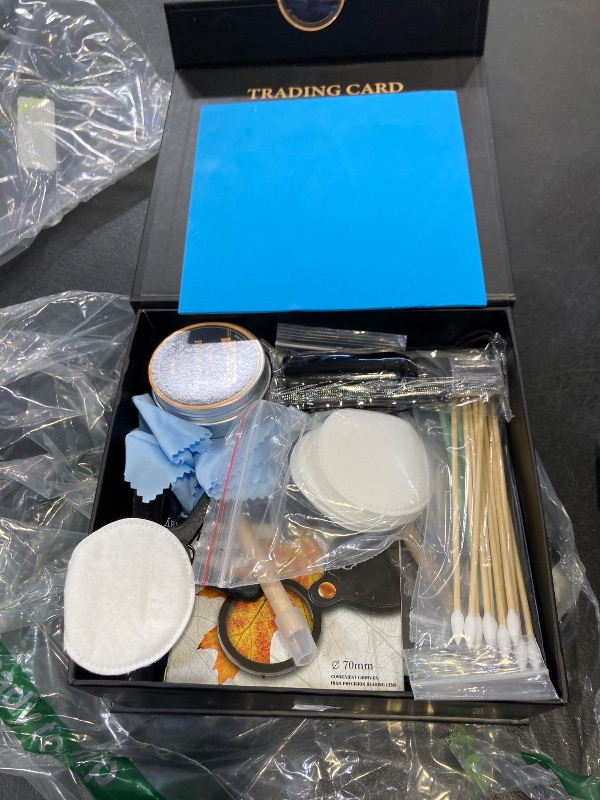 Photo 1 of Card Care Clean Kit,17-in-1 Card Cleaning and Polishing Restoration Kit, Trading Card Cleaning Box with Cleaning Spray and Balck Nitrile Gloves, Suitable for Surface Card Care&Flatten Edges, 7.4?